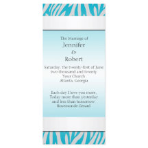 Bröllopsprogrammet Teal and White Zebra Diamond