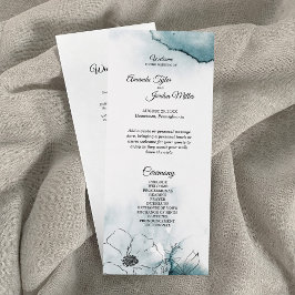 Bröllopsprogrammet Teal Watercolor Sketch Program