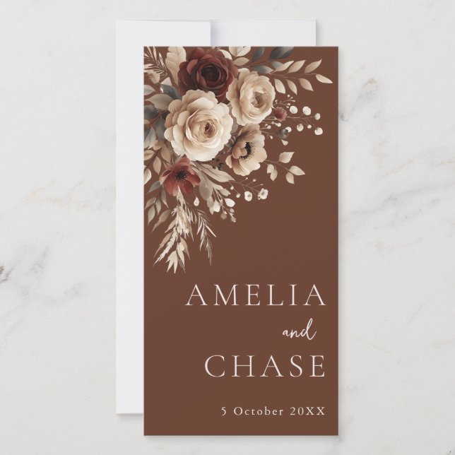 Bröllopsprogrammet Terracotta Bohemian Flowers (Framsida)