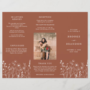 Bröllopsprogrammet Terracotta Rustic Fall Wildblom