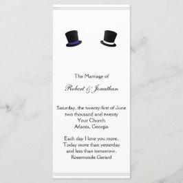 Bröllopsprogrammet top hat och Bow Ties Blue Gay Program