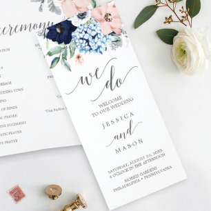 Bröllopsprogrammet Tri-Fold för marinblooms Reklamblad