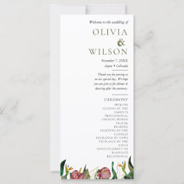 Bröllopsprogrammet Tropical Grey Watercolor