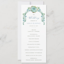 Bröllopsprogrammet Vattenfärg Succulent Blomstertr Inbjudningar