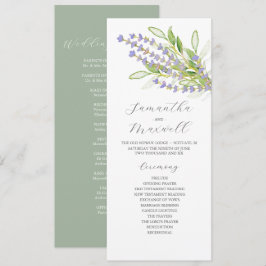 Bröllopsprogrammet Vattfärg Lavender Flowers Program