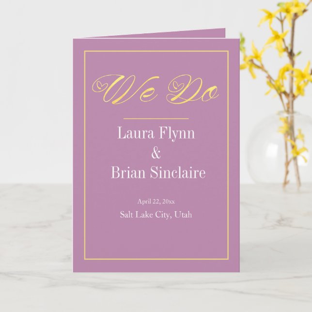 Bröllopsprogrammet "VI GÖR" Kort (Gul blomma)