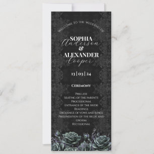 Bröllopsprogrammet Victorian Gothic Blommigt Ro Inbjudningar