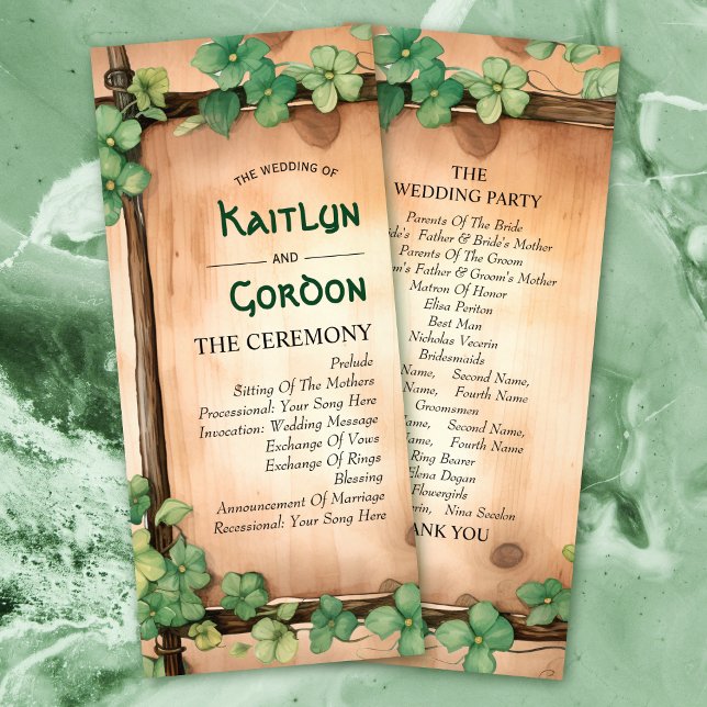 Bröllopsprogrammet Vine wood St. Patrick's Day BUD Reklamkort (Skapare uppladdad)