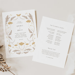 Bröllopsprogrammet vintage Art nouveau Program