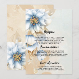 bröllopsprogrammet vintage blå blommigt inbjudningar