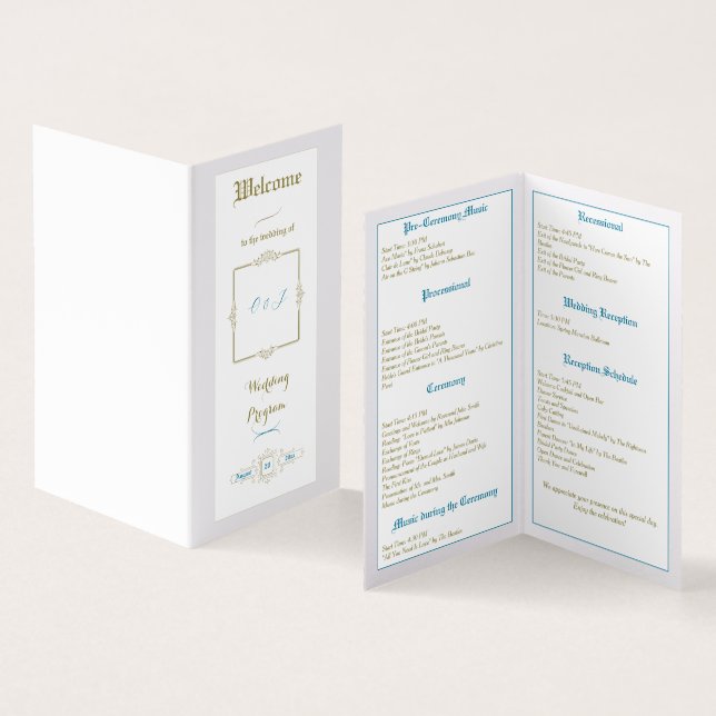 Bröllopsprogrammet vintage Elegance Kort (In- och utsida)