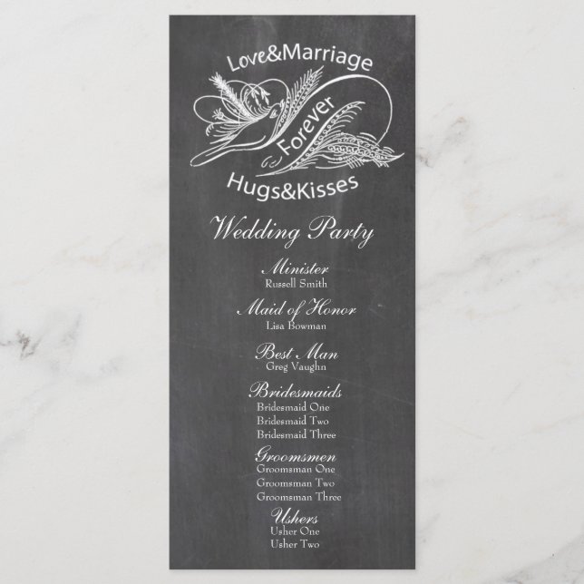 Bröllopsprogrammet vintage för kretskort program (Framsida)