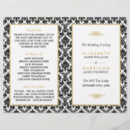 Bröllopsprogrammet vintage Guld, Svartvit och Svar