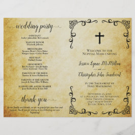 Bröllopsprogrammet vintage Parchment Heliga matris