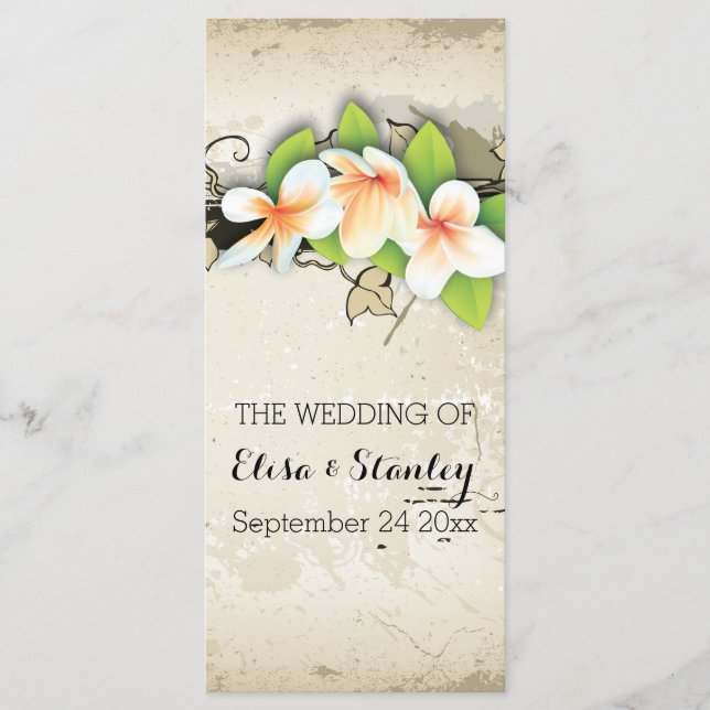 bröllopsprogrammet vintage plumeria & ivy beige program (Framsida)
