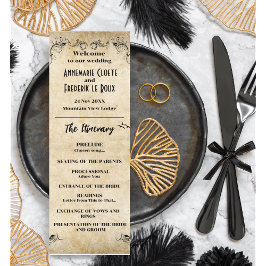 Bröllopsprogrammet vintage Rustic Black Parchment