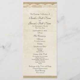 Bröllopsprogrammet vintage Snöre Program