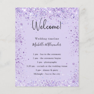 Bröllopsprogrammet Violet glitter, budget Flygblad
