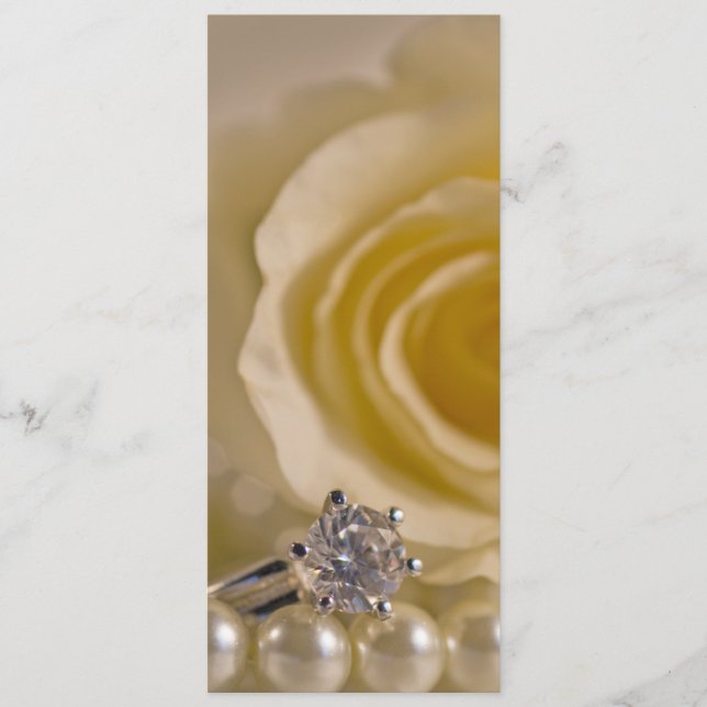 Bröllopsprogrammet vit ros och Pearls Program (Framsida)