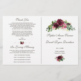 Bröllopsprogrammet Watercolor Burgundy Blommigt Bo