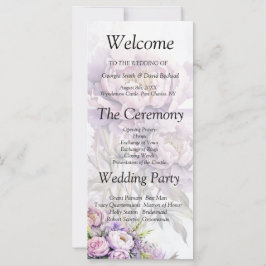 Bröllopsprogrammet Watercolor Lavender Peony