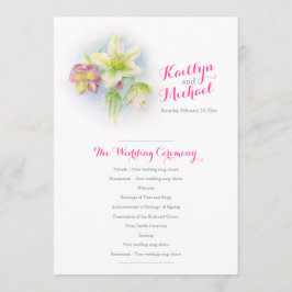 Bröllopsprogrammet Watercolor vår hellebores Program