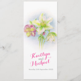 Bröllopsprogrammet Watercolor vår hellebores Program