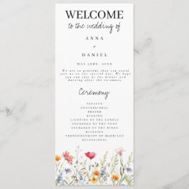 Bröllopsprogrammet Watercolor Wildblomma Program