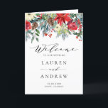 Bröllopsprogrammet Watercolor Winter Blooms Garlan Program<br><div class="desc">bröllop-ceremonin med din familj och dina vänner med anpassadets bröllopsprogram-häfte. Den har en vattenfärgad röd poinsettia,  pinekoner och andra julaccenter. Anpassa genom att lägga till information. Dessa bröllopsprogram är perfekter för vinterbröllop.</div>