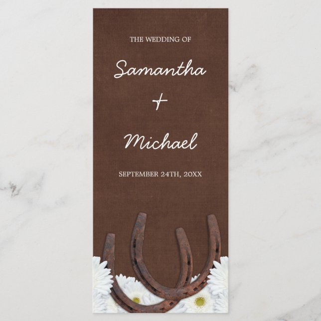 Bröllopsprogrammet westerna hästar och Daisy Program (Framsida)