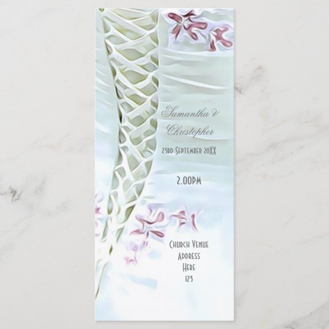 Bröllopsprogrammet White bröllop klänning i kyrkan Program (Framsida)