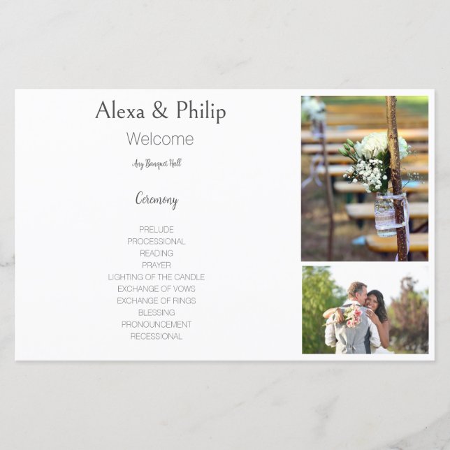 Bröllopsprogrammet White Photo Collage (Framsida)