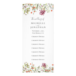 Bröllopsprogrammet Wildblomma Meadow Reklamkort