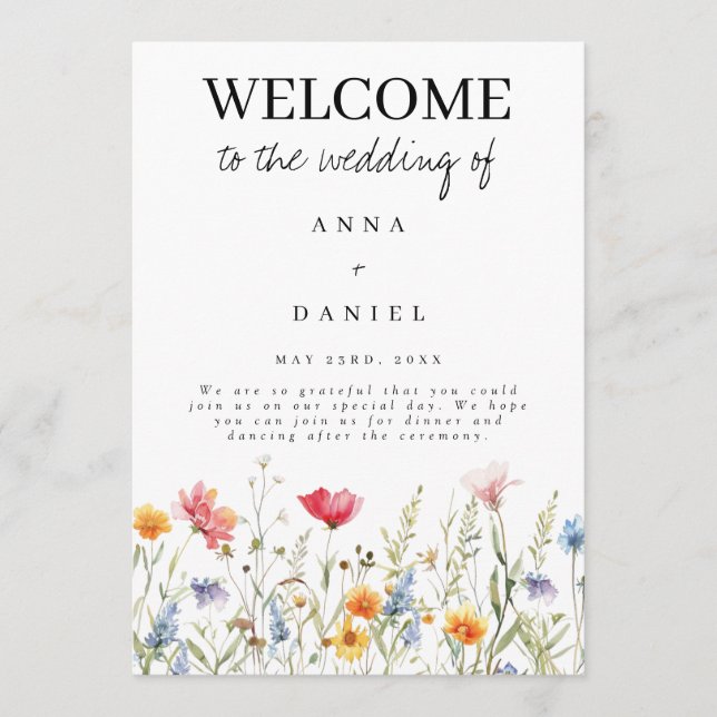 Bröllopsprogrammet Wildblomma Program (Framsida)