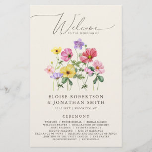 Bröllopsprogrammet Wildblomma Rustic Chic Blommigt
