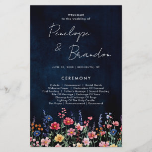 Bröllopsprogrammet Wildblomma Rustic Land Boho