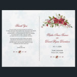 Bröllopsprogrammet Winter Red Poinsettia Snöflingo<br><div class="desc">Elegant-kortsdesign med vackra vattenfärgsröda och vita poinsettiabetter,  blommigt-delare,  vackert handskriftsskript och speciellt typsnitt,  allt på snöflingor mönster bakgrunden. Använda Anpassa verktyg om du vill lägga till information,  gör ändringar. Om du vill ha matchande artiklar kan du besöka min Poinsettia Collection för Winter Snöflingor.</div>
