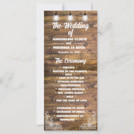 Bröllopsprogrammet Wood Rustic Snöre