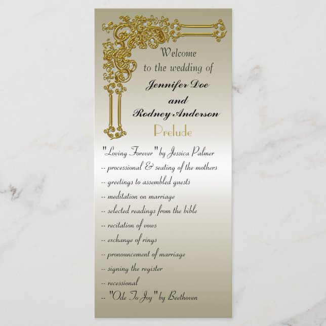 Bröllopsprogrammets rackkort program (Framsida)