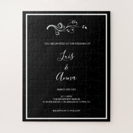 Bröllopspussel för svartvit Löv Pussel