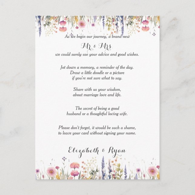 Bröllopsråd Önskar Kärlek och Liv Råd Kort (Framsida)