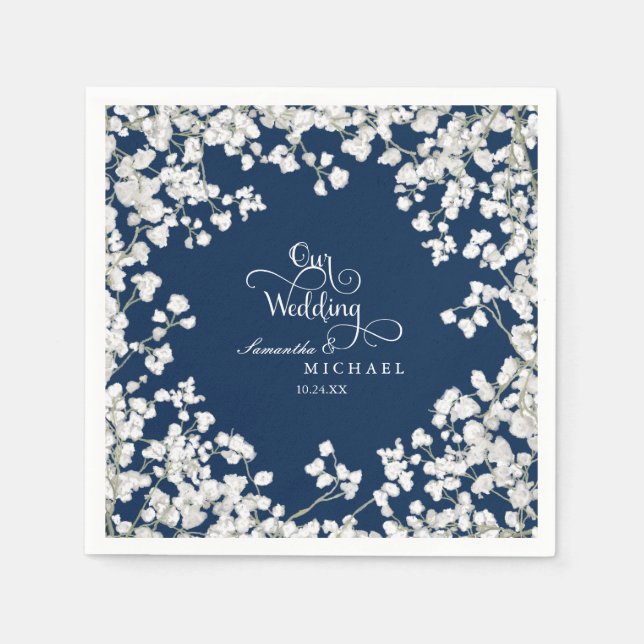 Bröllopsrecept Babys Utandningsvätska Blommigt Pappersservett (Framsidan)