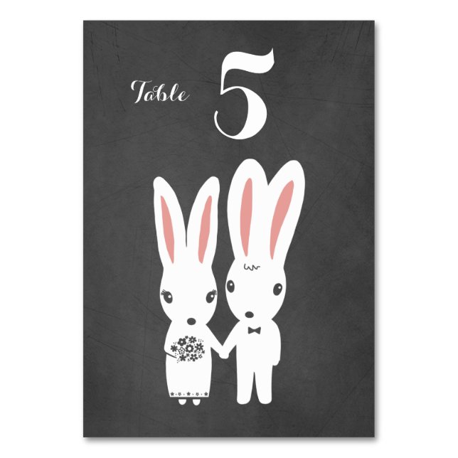 Bröllopsrecept från Bunnies par Chalkboard Stil Bordsnummer (Framsidan)