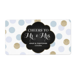 Bröllopsrecept Mini Champagne Label Polka dots Fraktsedel