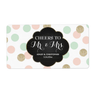 Bröllopsrecept Mini Champagne Label Polka dots Fraktsedel