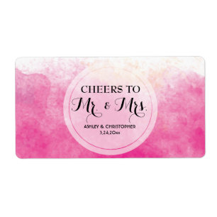 Bröllopsrecept Mini Champagne Label Watercolor Fraktsedel