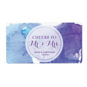 Bröllopsrecept Mini Champagne Label Watercolor Fraktsedel