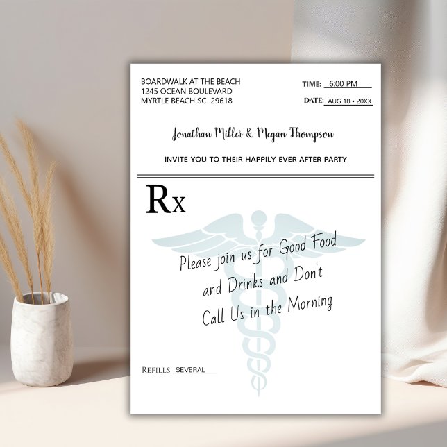 Bröllopsrecept Party Medical Prescription Pad Inbjudningar (Skapare uppladdad)