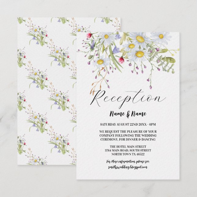 Bröllopsreception Blommor Vilda blommor Vår Tilläggskort (Fram/baksida)