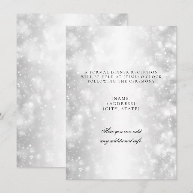 Bröllopsreception Endast Silver Shimmer Lights Inbjudningar (Fram/baksida)